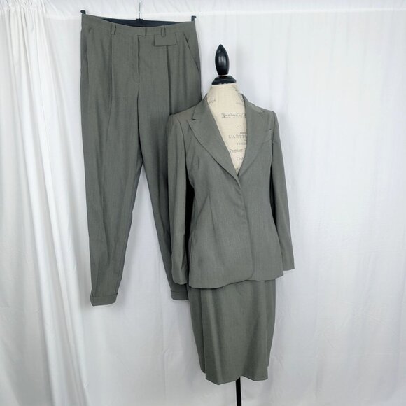 Vintage Escada Pants Medium Gray Tapered Trousers - Picture 11 of 11